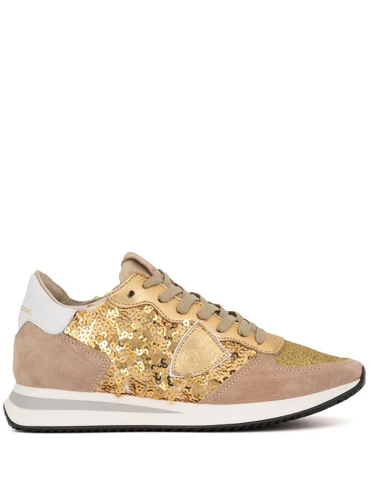 Philippe Model Sequin Embellished Trainers - Brown