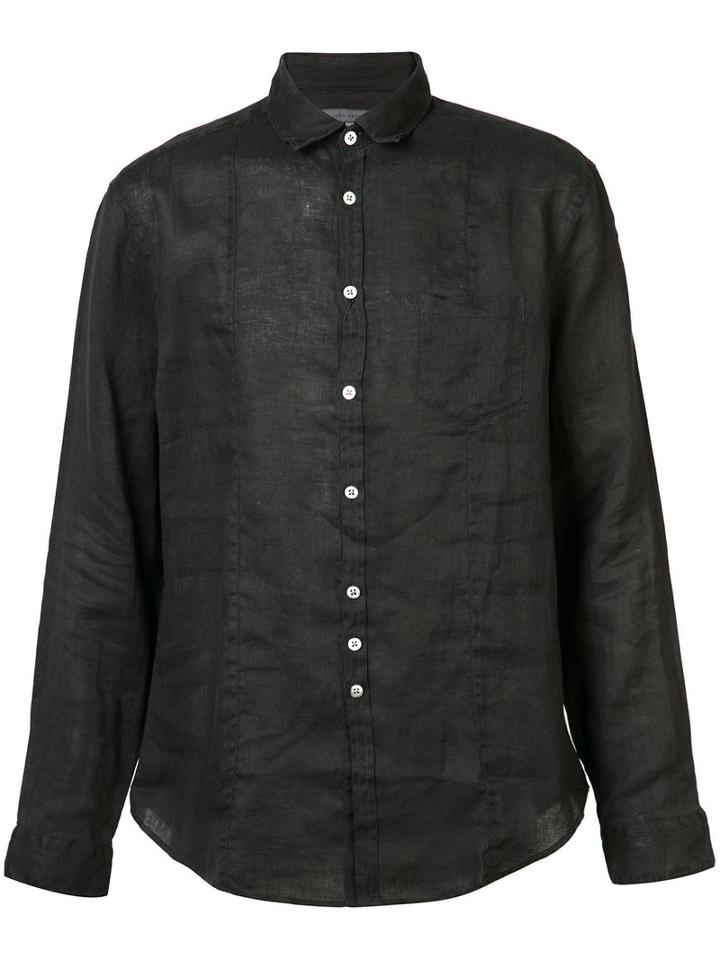 John Varvatos Slim Fit Chest Pocket Shirt, Men's, Size: Medium, Black, Linen/flax