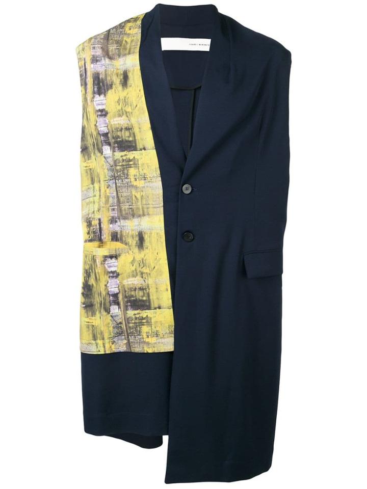Isabel Benenato Deep Blue Sleeveless Coat