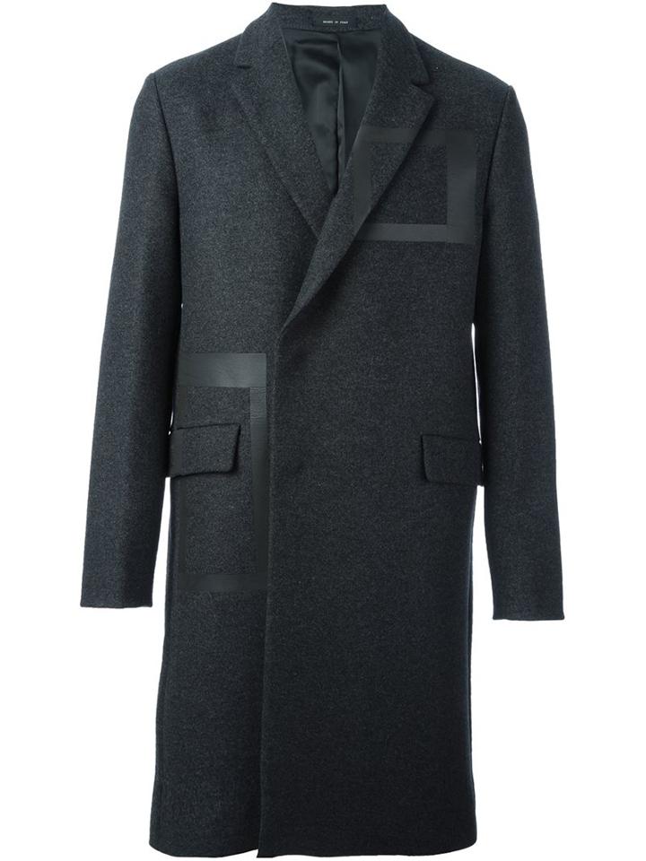 Emporio Armani Panelled Coat, Men's, Size: 50, Grey, Polyamide/polyester/virgin Wool