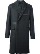 Emporio Armani Panelled Coat, Men's, Size: 50, Grey, Polyamide/polyester/virgin Wool
