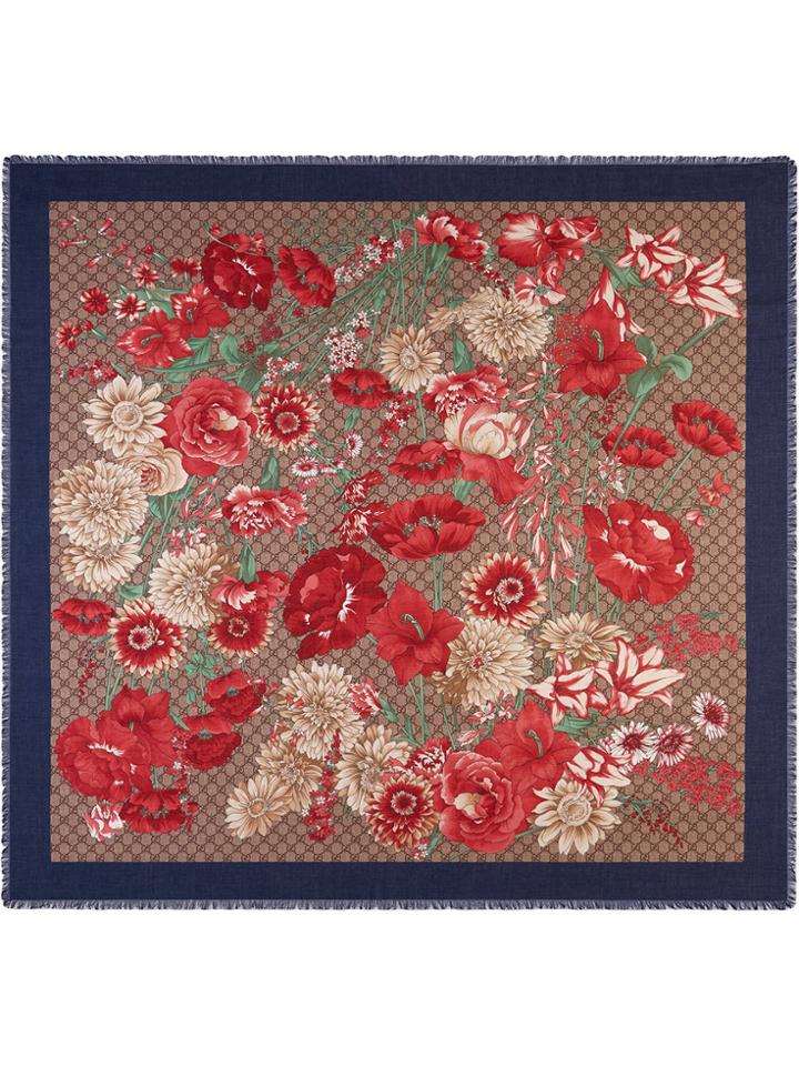 Gucci Spring Bouquet Modal Silk Shawl - Nude & Neutrals