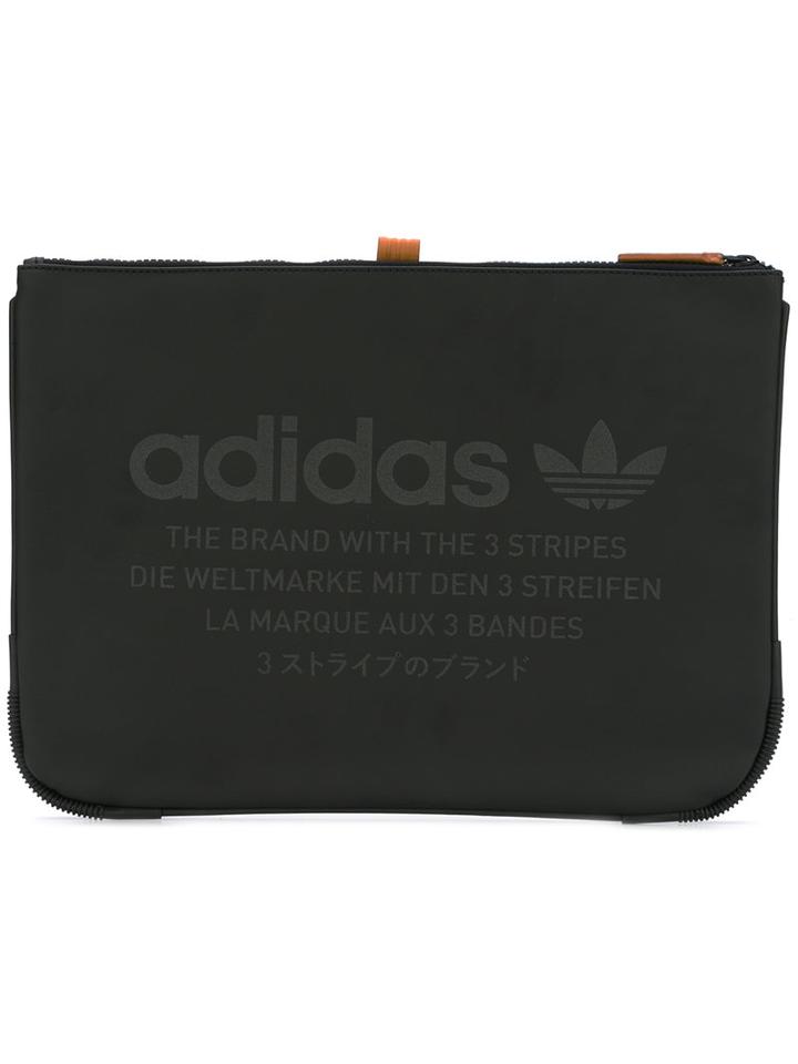 Adidas Originals Logo Print Clutch Bag, Women's, Black, Polyurethane