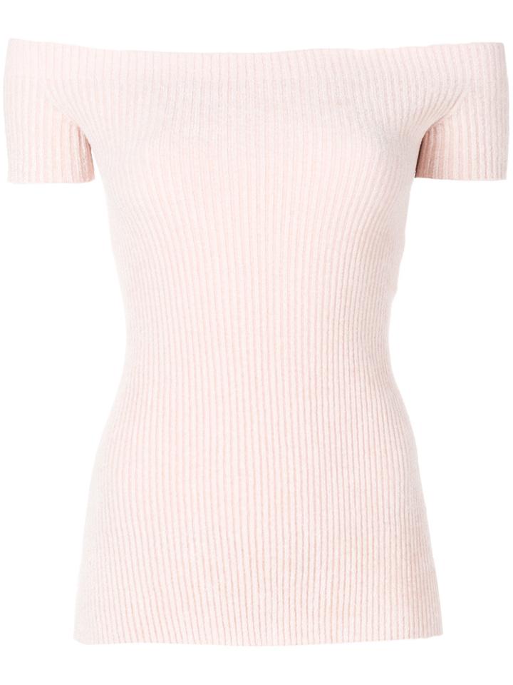 Helmut Lang Seamless Off The Shoulder Top - Pink & Purple