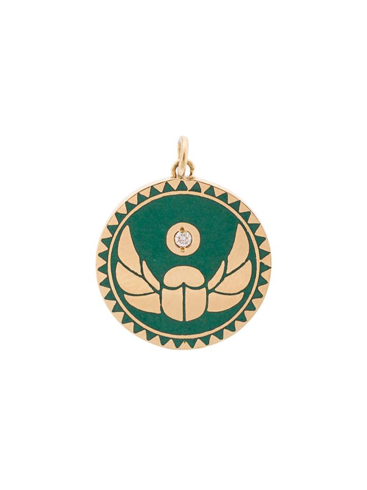 Foundrae 18kt Gold Protection Petite Diamond Charm Necklace - Green