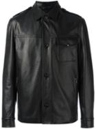 Lanvin Button-up Leather Jacket, Men's, Size: 50, Black, Calf Leather/viscose/cotton