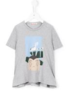 Marni Kids Person And Insect Print T-shirt, Girl's, Size: 10 Yrs, Grey