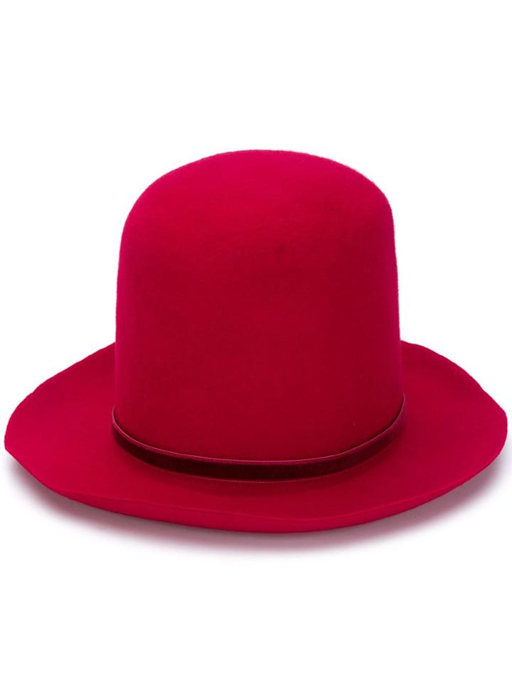 Ann Demeulemeester Large Fedora Hat - Red