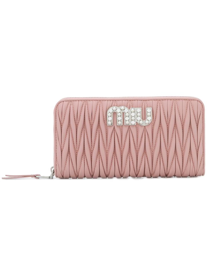 Miu Miu Pleated Continental Wallet - Pink & Purple