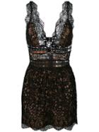 For Love And Lemons Plunge Scallop Trim Dress, Women's, Size: Small, Black, Cotton/nylon/polyester/spandex/elastane