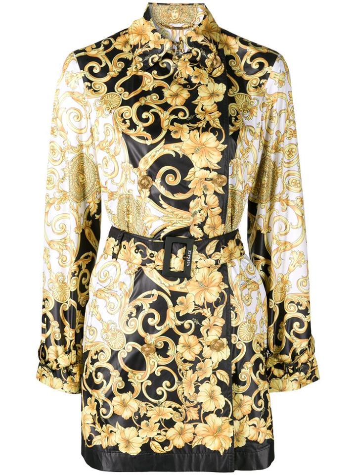 Versace Belted Lightweight Coat - Black