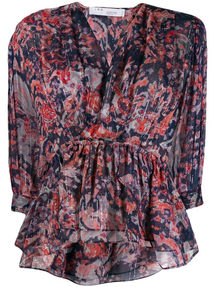Iro Saola Printed Ruffle Blouse - Blue