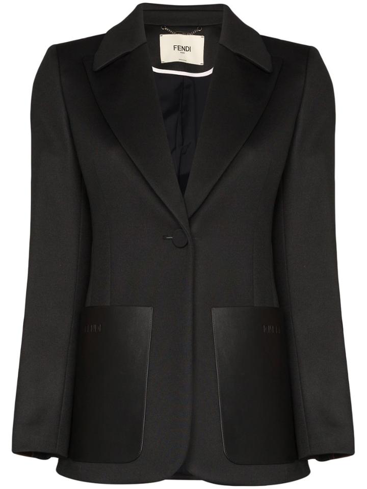 Fendi Ff Logo Stripe Blazer - Black