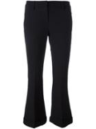 Brunello Cucinelli Flared Cropped Trousers, Women's, Size: 44, Black, Virgin Wool/polyamide/spandex/elastane/cupro