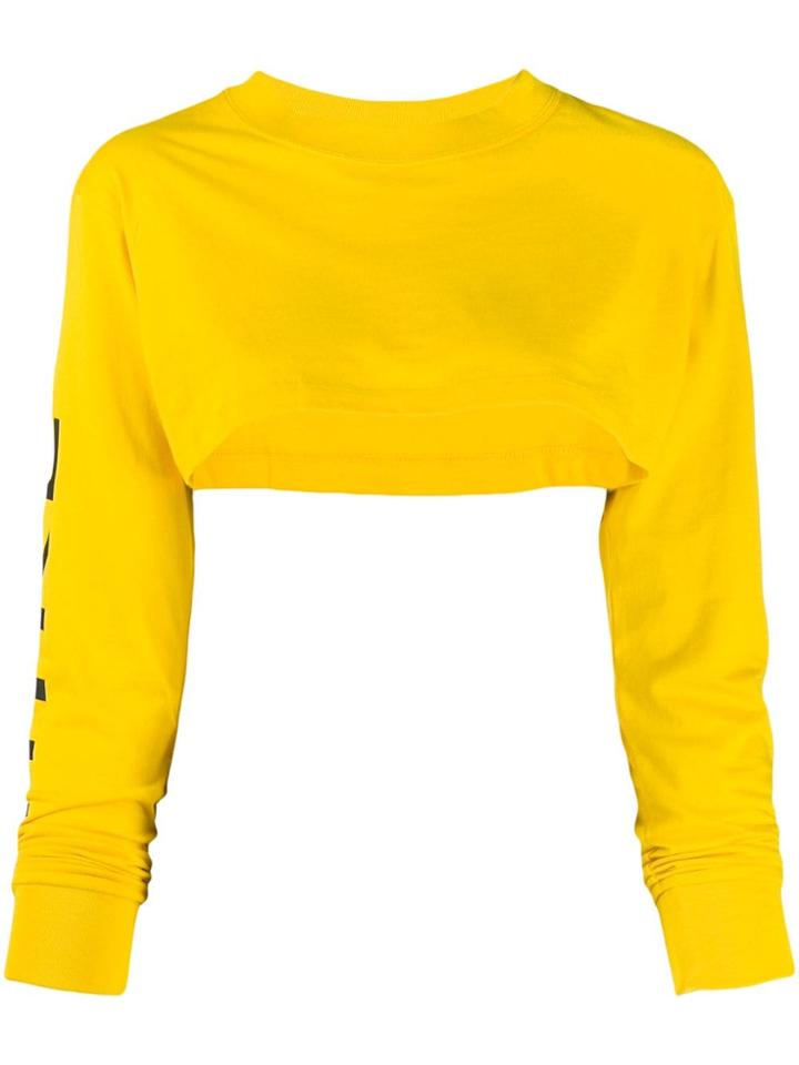 Nike Logo Print Super Crop Top - Yellow