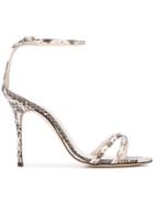 Manolo Blahnik Paloma Snakeskin Sandals - Black