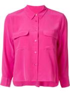 Equipment Cropped Signature Shirt, Women's, Size: Xs, Pink/purple, Silk