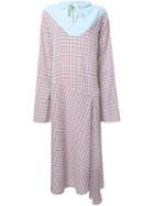 N Duo Houndstooth Drawstring Neck Dress, Women's, Size: 38, Blue, Cotton/polyester