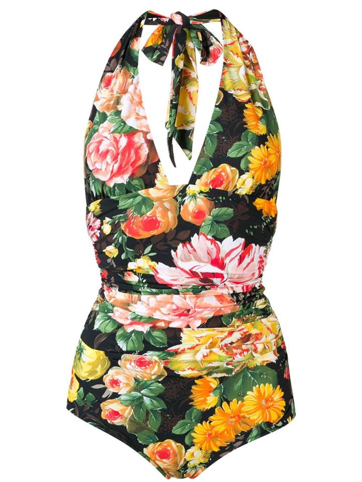 Dolce & Gabbana Floral Print Swimsuit - Black