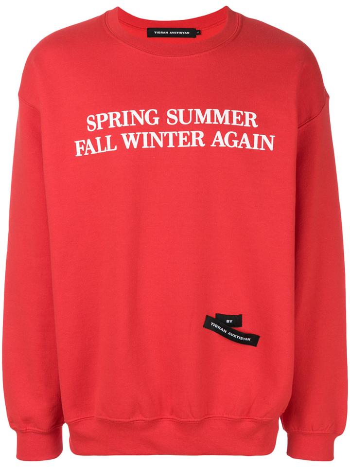 Tigran Avetisyan By Pavel An Slogan Print Sweater - Red
