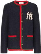 Gucci Gg Ny Yankees Alpaca And Wool Cardigan - Blue