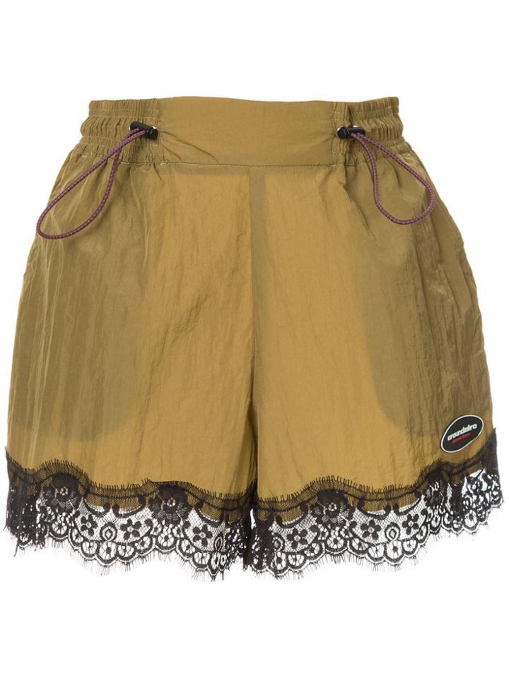 Ground Zero Lace Hem Shorts - Brown