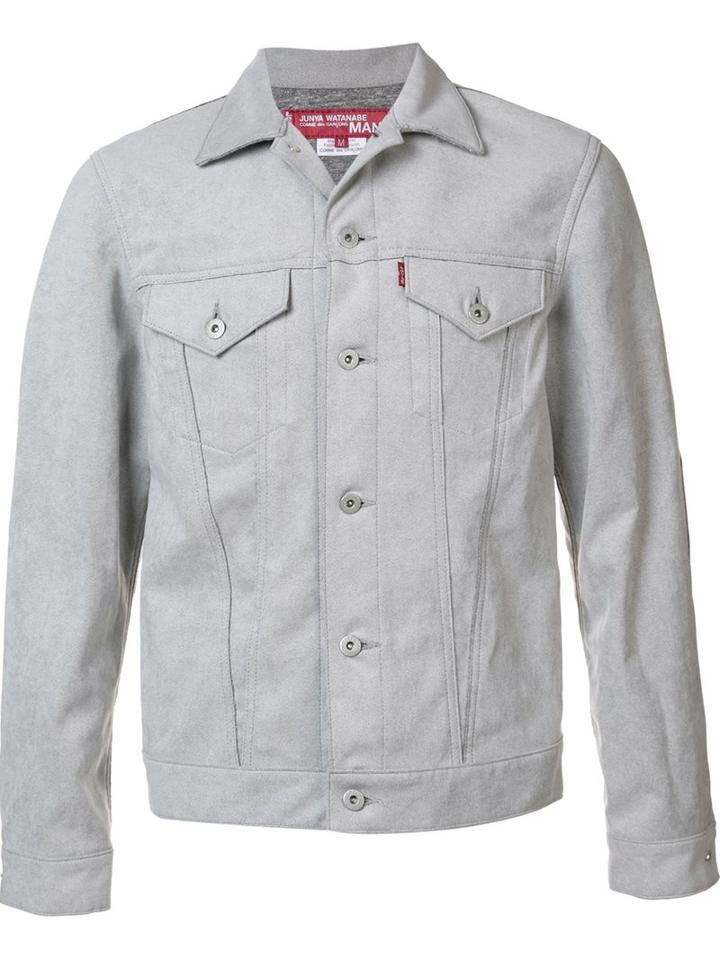 Junya Watanabe Comme Des Garçons Man Denim Jacket, Men's, Size: Large, Grey, Cotton/artificial Leather/nylon