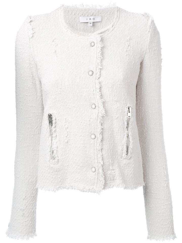 Iro Frayed Tweed Jacket, Women's, Size: 36, Nude/neutrals, Cotton