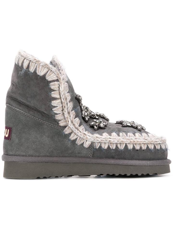 Mou Eskimo 18 Crystal Star Boots - Grey