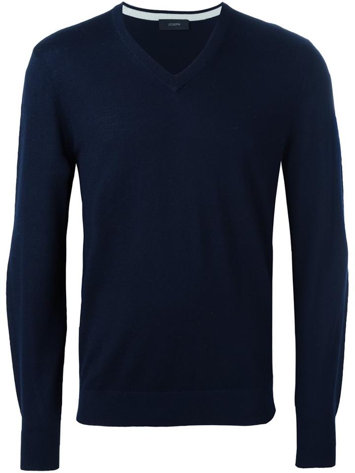 Joseph Patched Elbow Jumper, Men's, Size: Medium, Blue, Merino