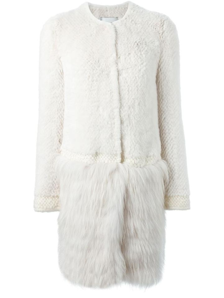 Yves Salomon Mink And Marmot Fur Hem Coat