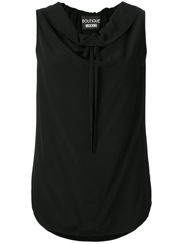 Boutique Moschino - Cowl Neck Tie Top - Women - Silk/rayon - 44, Women's, Black, Silk/rayon