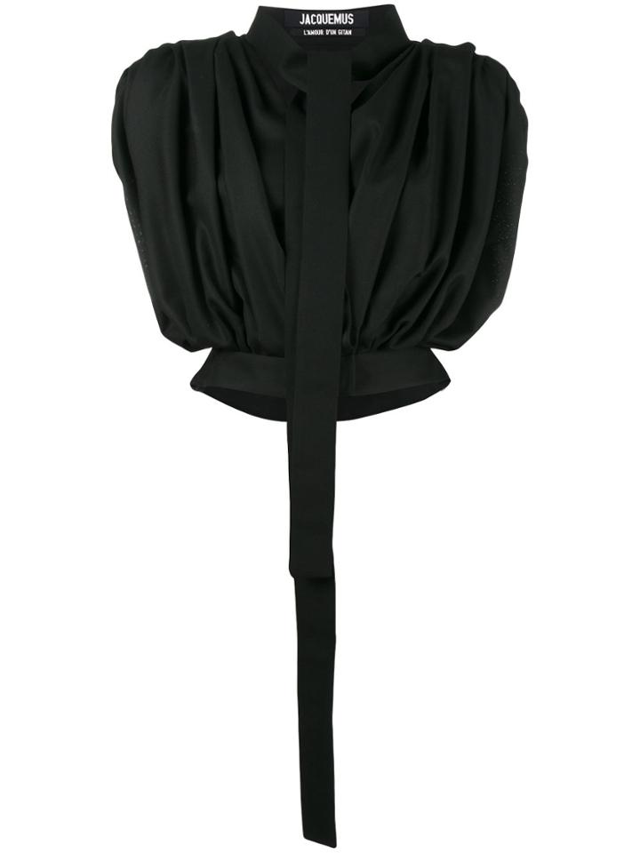 Jacquemus Le Haut Madame Pleated Cropped Top - Black