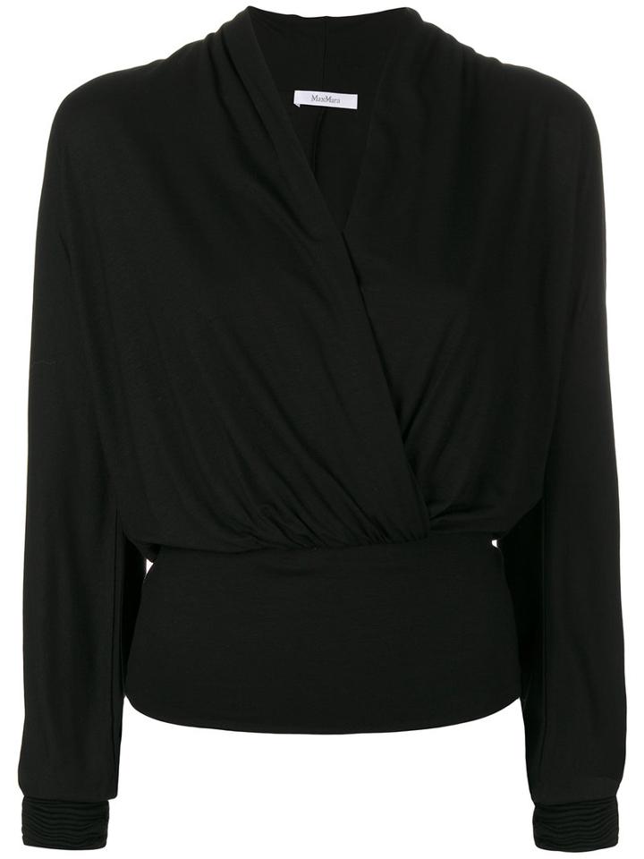 Max Mara - Wrap Top - Women - Spandex/elastane/viscose - M, Black, Spandex/elastane/viscose