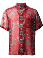 Jean Paul Gaultier Vintage Biker Print Sheer Shirt, Men's, Size: 48, Red