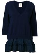 Semicouture Ruffled Design Loose Sweater - Blue