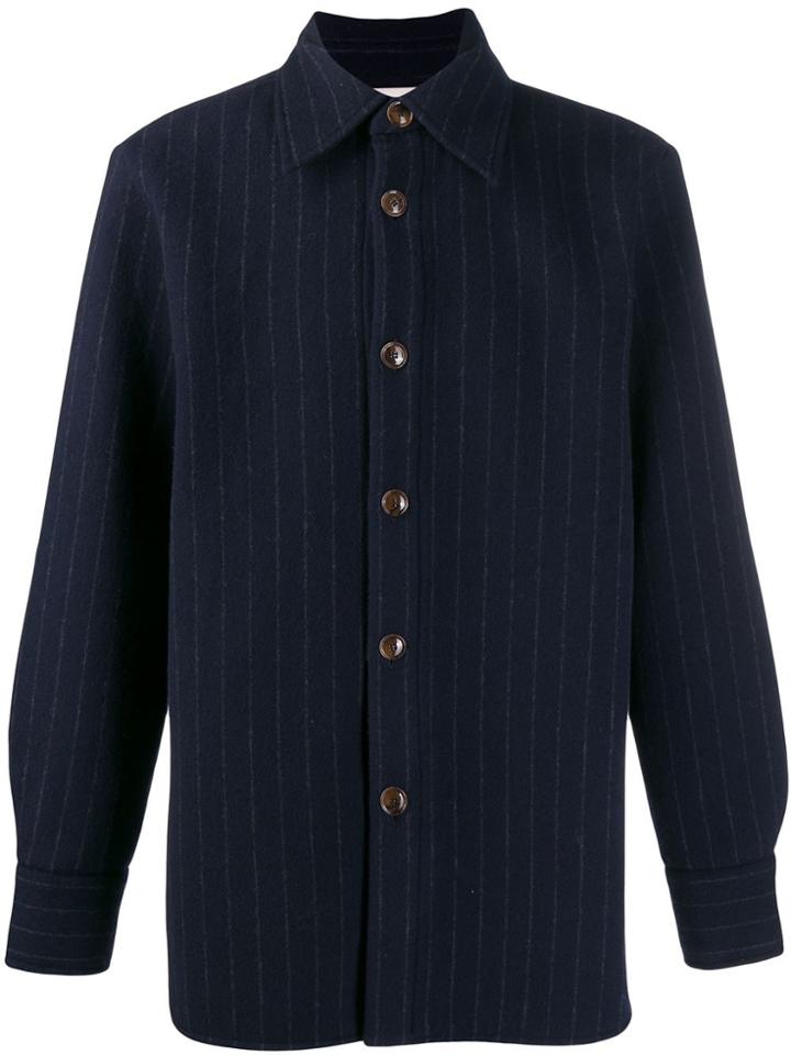 Séfr Pinstriped Overshirt Jacket - Blue