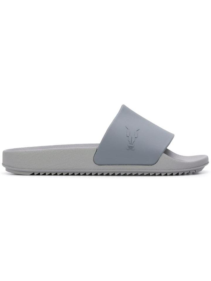 Rick Owens Drkshdw Logo Embossed Slides - Grey