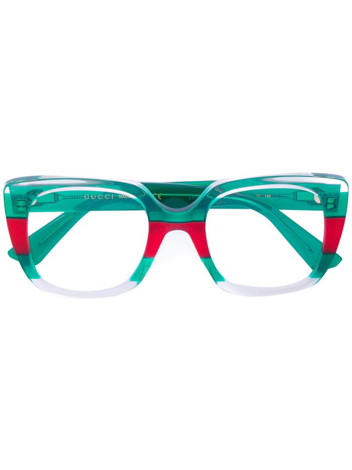 Gucci Eyewear Signature Logo Stripe Glasses - Green