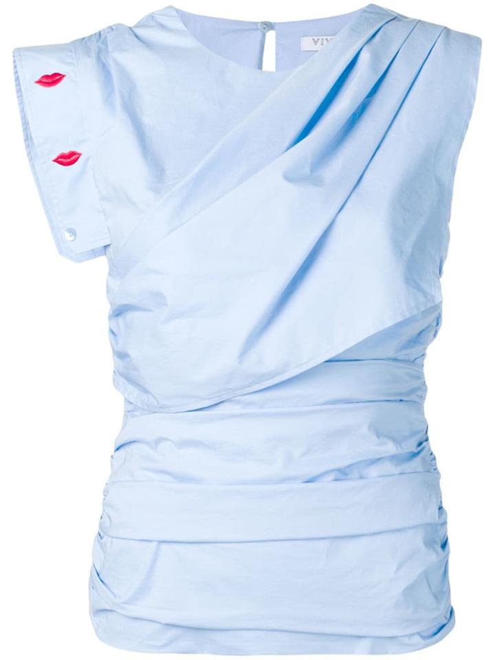 Vivetta Sleeveless Lips Blouse - Blue