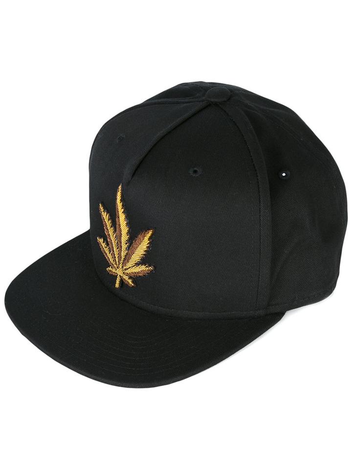 Palm Angels Weed Hat, Men's, Black, Cotton/metal