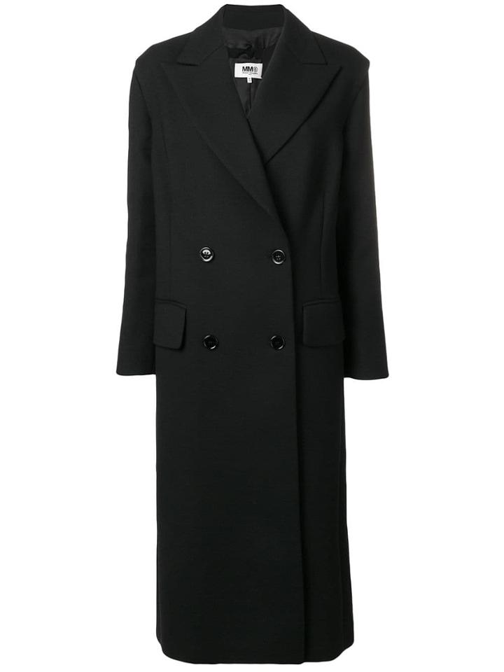 Mm6 Maison Margiela Double Breasted Coat - Black
