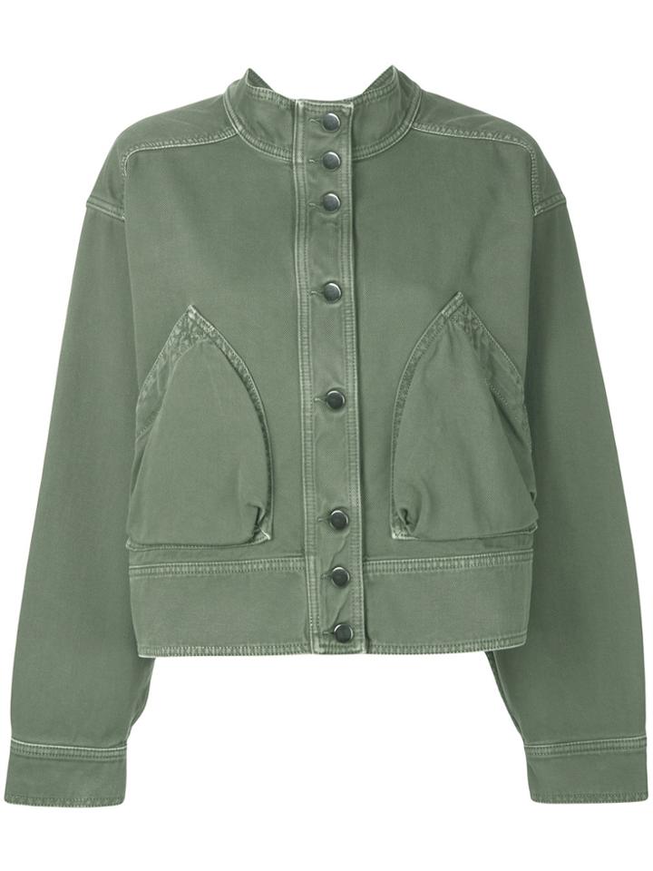 Valentino Army Denim Bomber Jacket - Green