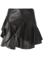 Alexander Mcqueen Ruffled Mini Skirt, Women's, Size: 42, Black, Cotton/lamb Skin