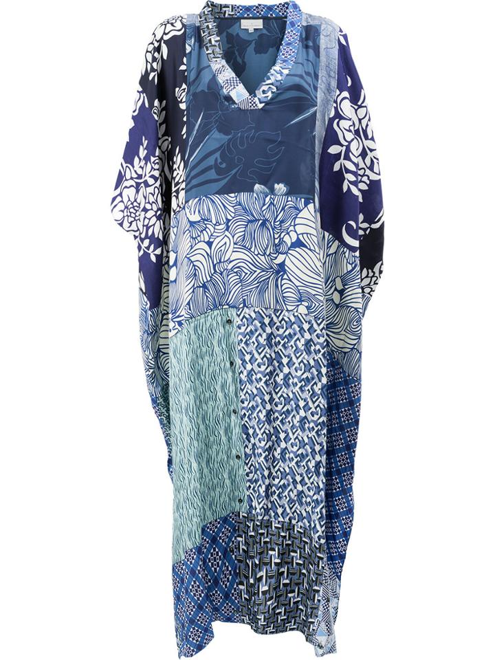 Pierre-louis Mascia Panelled Kaftan Dress - Blue