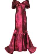 Zac Posen Off The Shoulder Mermaid Gown - Red