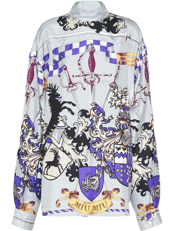 Miu Miu Sword-print Blouse - Grey