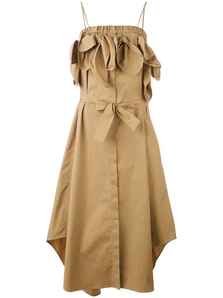 Msgm - Off Shoulder Dress - Women - Cotton/spandex/elastane - 40, Brown, Cotton/spandex/elastane