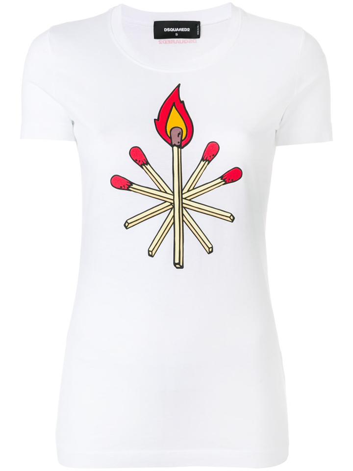 Dsquared2 Fire Match Print T-shirt - White