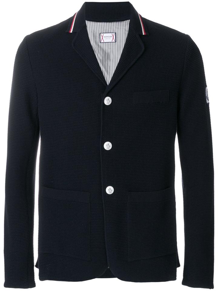 Moncler Gamme Bleu Striped Collar Cardigan - Blue